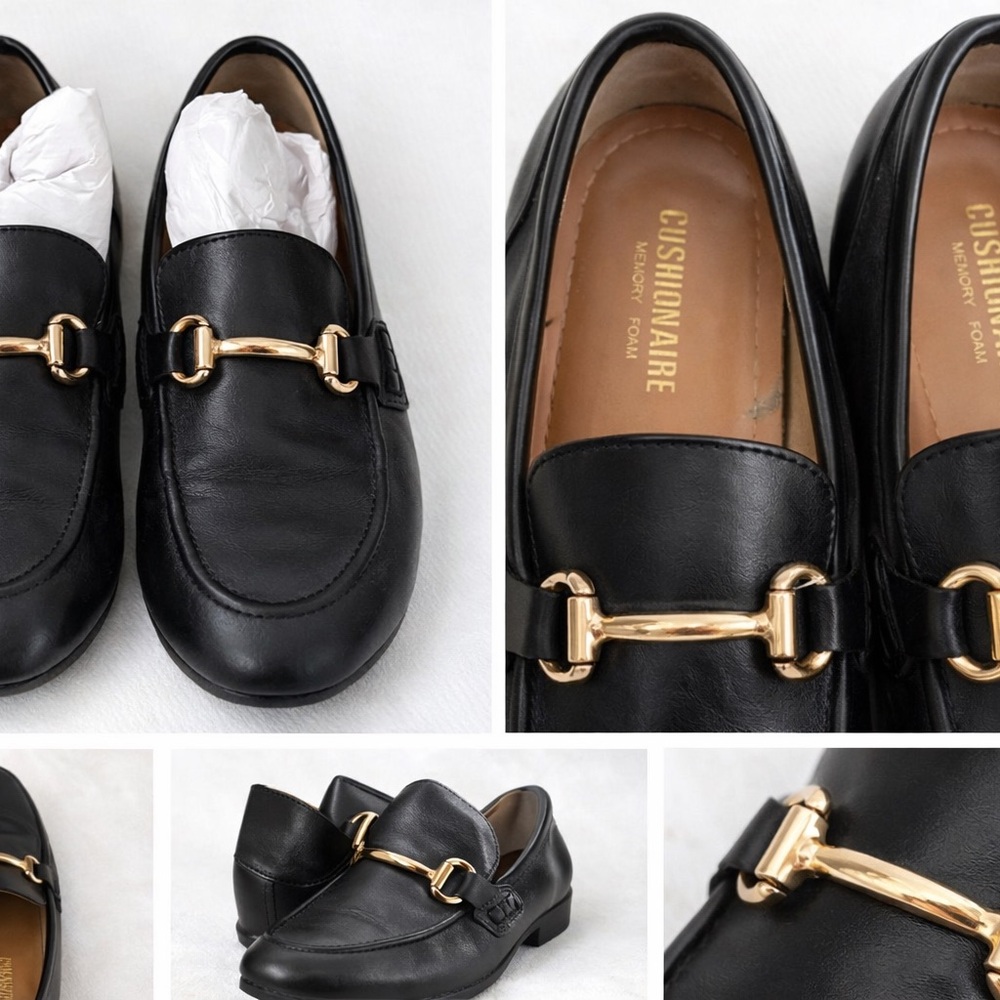 Men's Black Loafers with Gold Accents